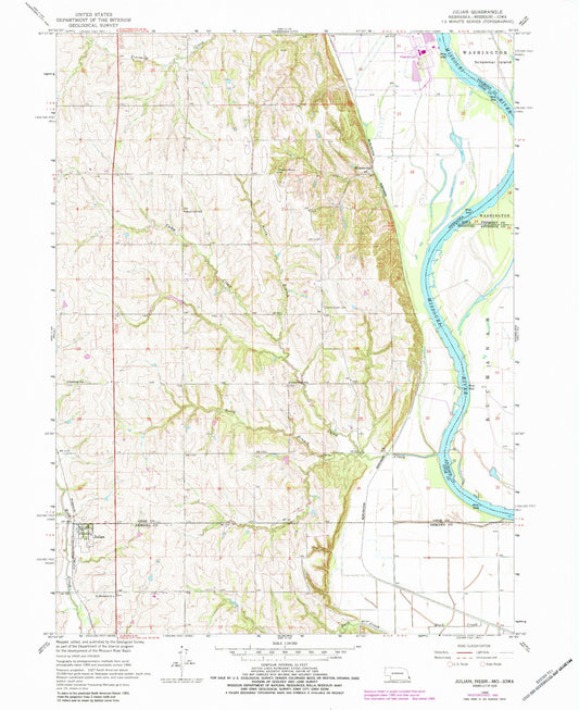 Classic USGS Julian Nebraska 7.5'x7.5' Topo Map Image