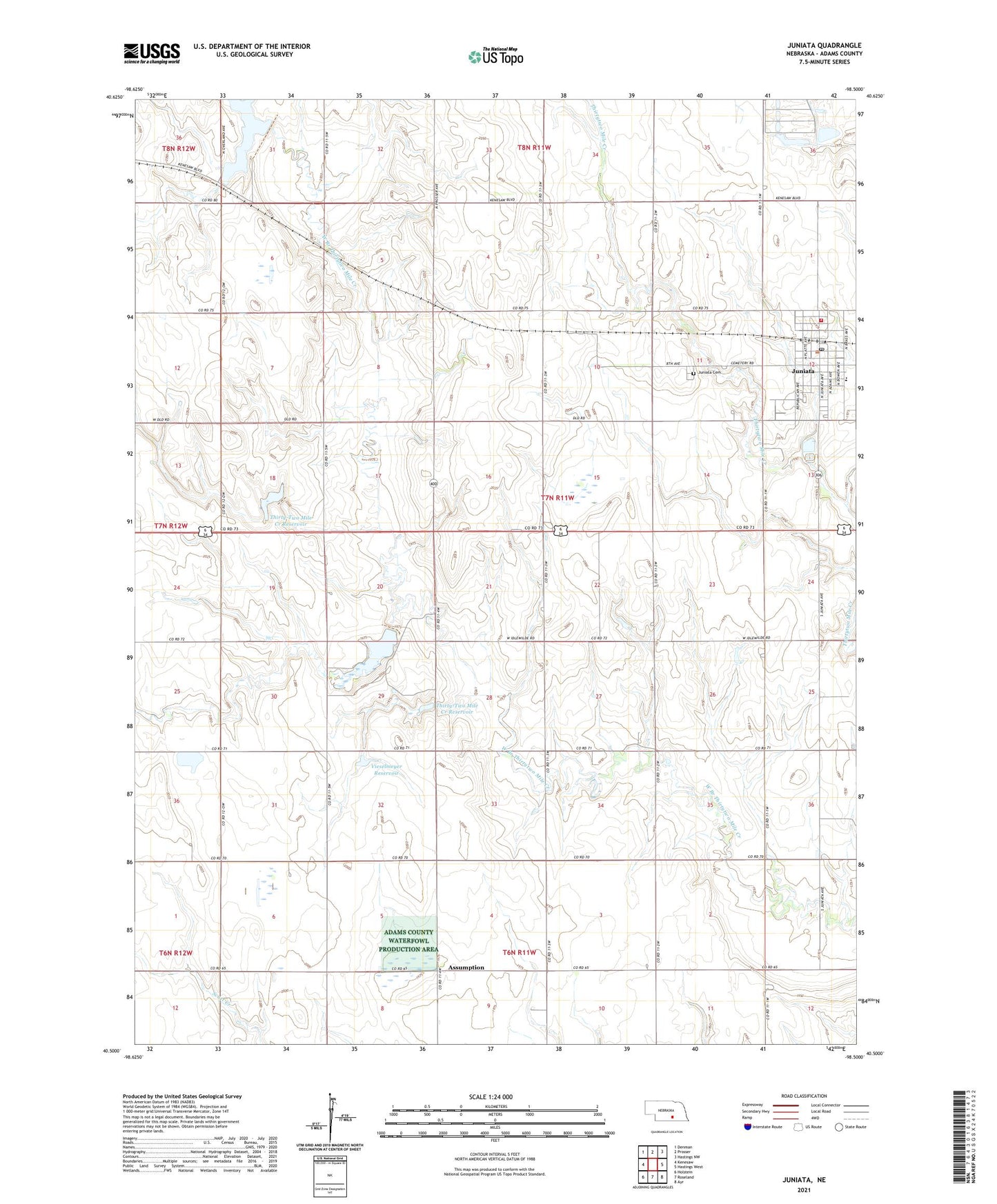 Juniata Nebraska US Topo Map Image