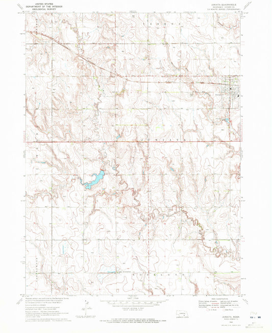 Classic USGS Juniata Nebraska 7.5'x7.5' Topo Map Image