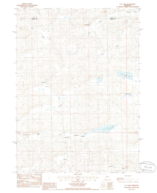 Classic USGS K C Lake Nebraska 7.5'x7.5' Topo Map Image