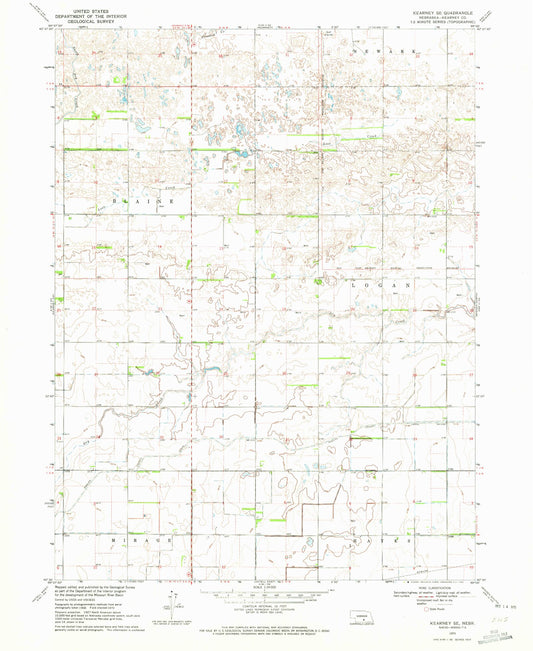 Classic USGS Kearney SE Nebraska 7.5'x7.5' Topo Map Image