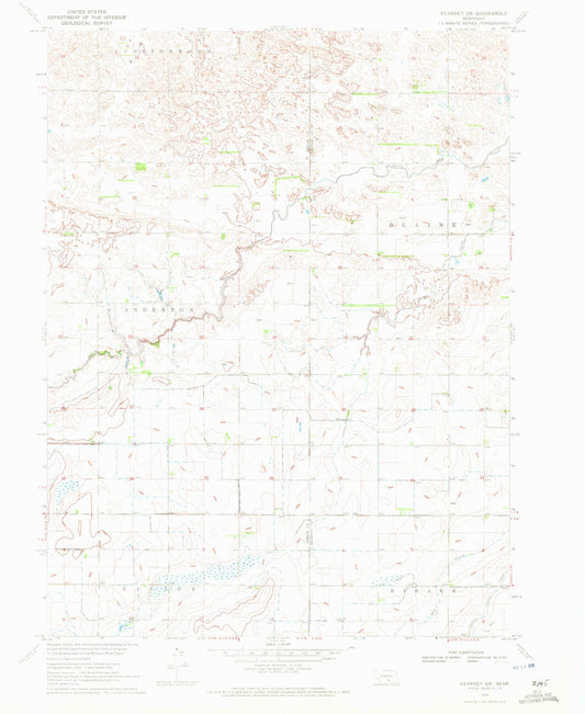 Classic USGS Kearney SW Nebraska 7.5'x7.5' Topo Map Image