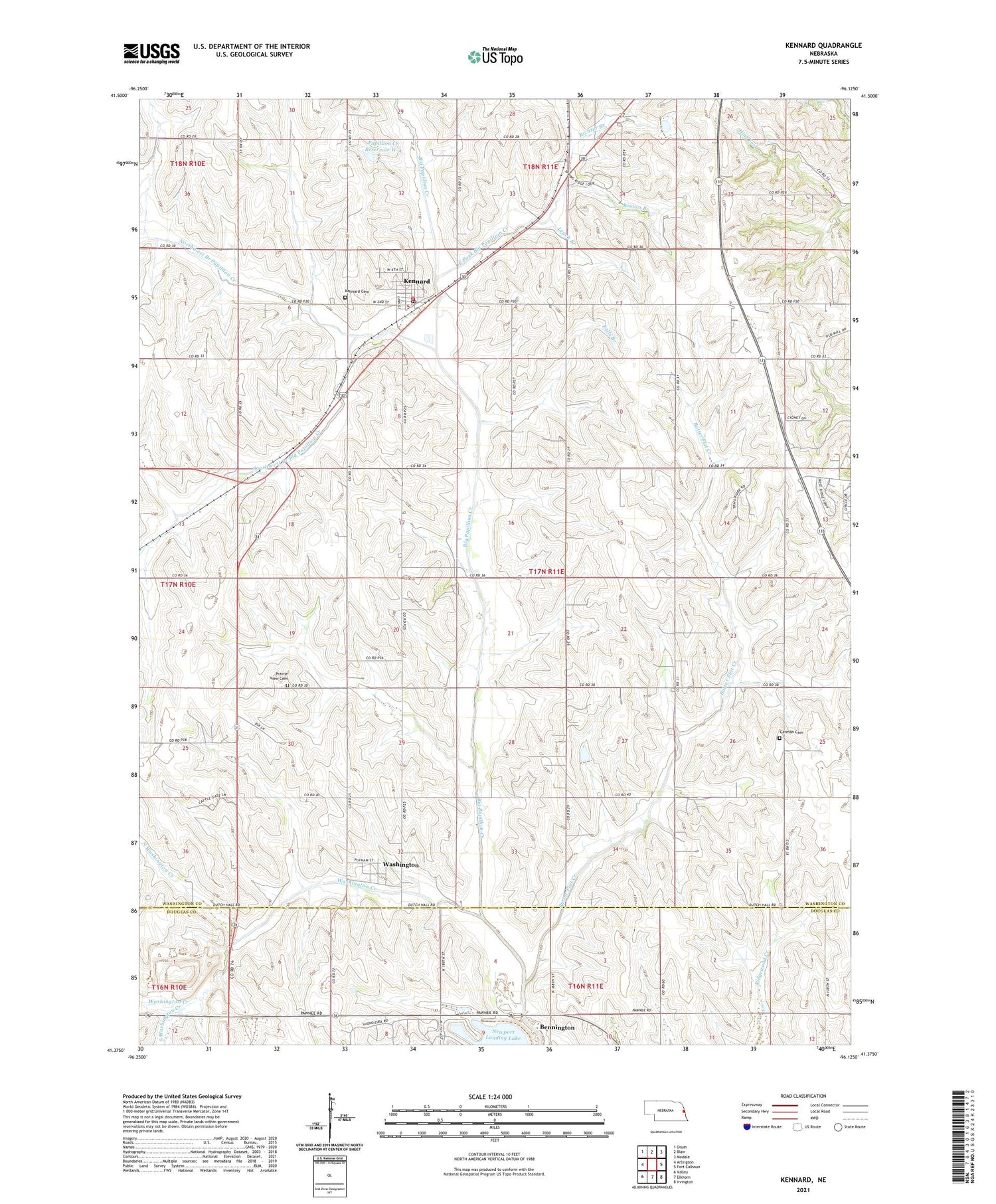 Kennard Nebraska US Topo Map Image