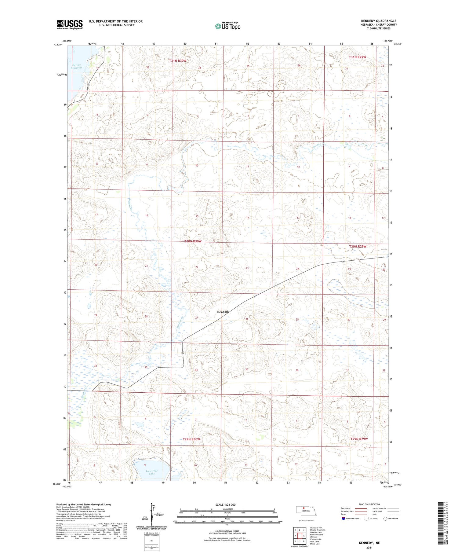 Kennedy Nebraska US Topo Map Image