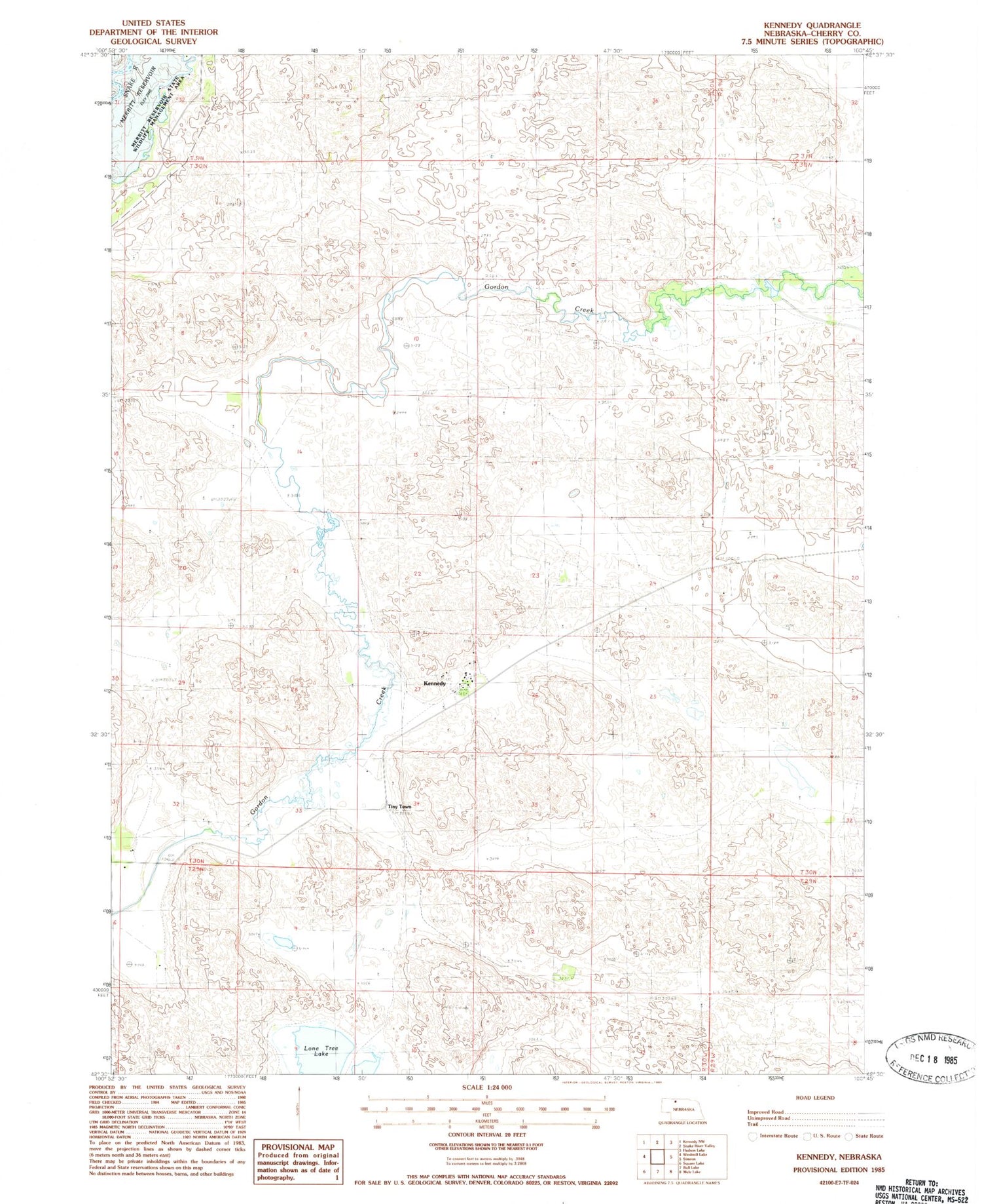 Classic USGS Kennedy Nebraska 7.5'x7.5' Topo Map Image