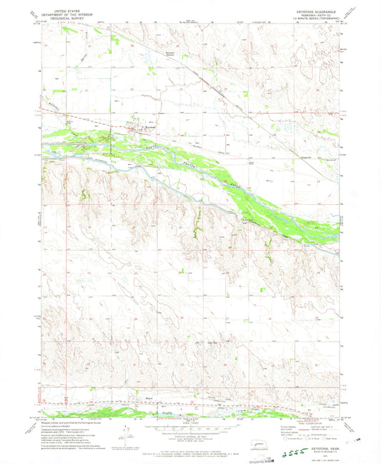 Classic USGS Keystone Nebraska 7.5'x7.5' Topo Map Image