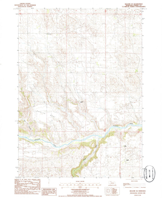 Classic USGS Kilgore SE Nebraska 7.5'x7.5' Topo Map Image