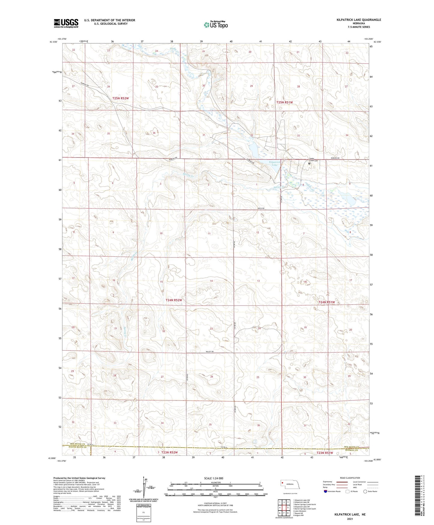 Kilpatrick Lake Nebraska US Topo Map Image