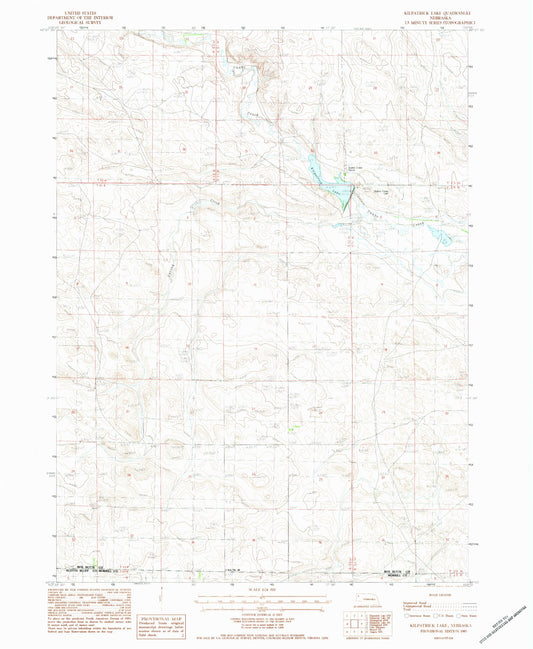 Classic USGS Kilpatrick Lake Nebraska 7.5'x7.5' Topo Map Image