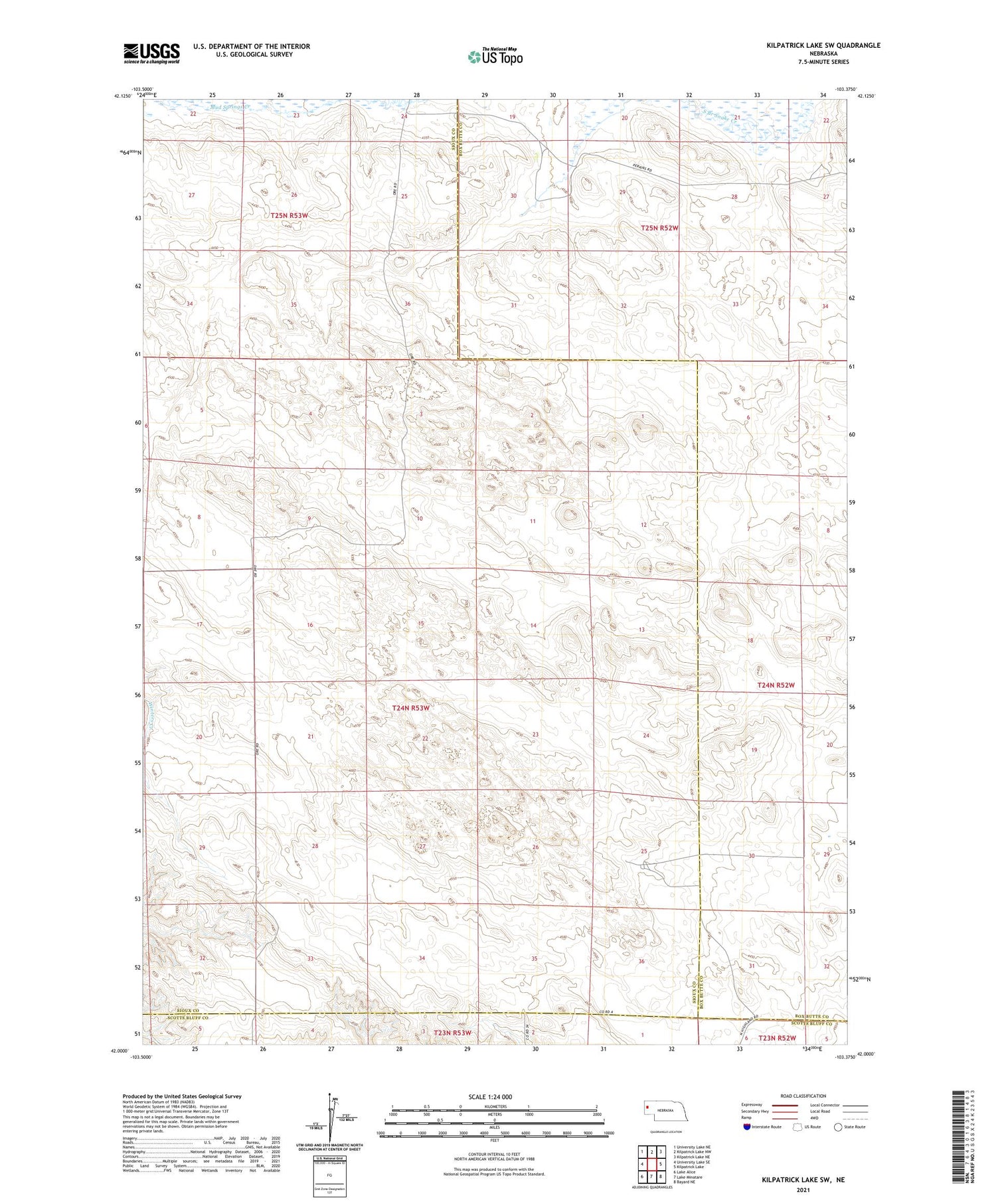 Kilpatrick Lake SW Nebraska US Topo Map Image