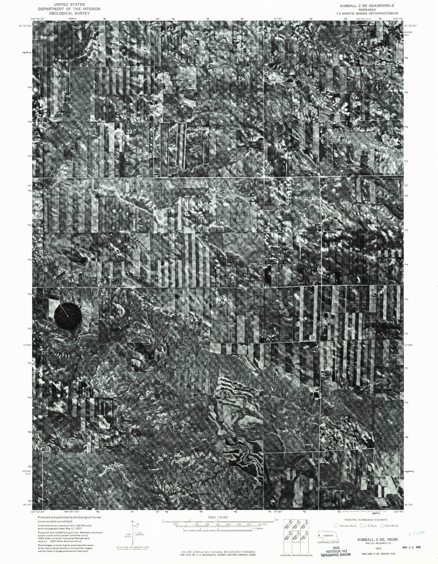 Classic USGS North of Oliver Reservoir Nebraska 7.5'x7.5' Topo Map Image