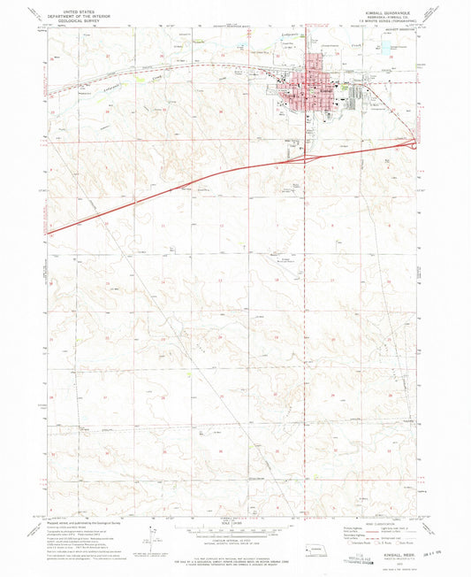Classic USGS Kimball Nebraska 7.5'x7.5' Topo Map Image