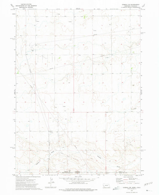 Classic USGS Kimball SE Nebraska 7.5'x7.5' Topo Map Image