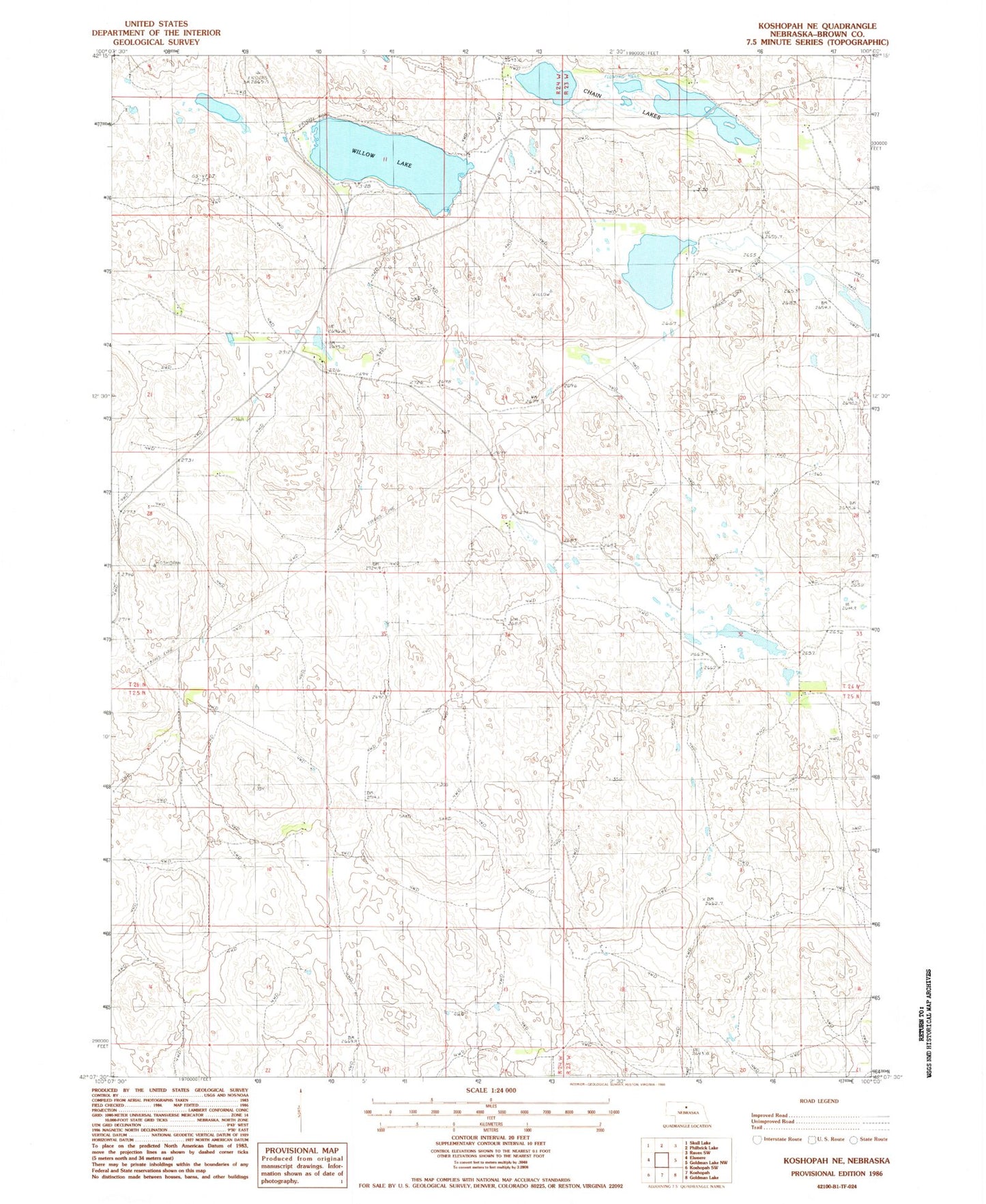 Classic USGS Koshopah NE Nebraska 7.5'x7.5' Topo Map Image