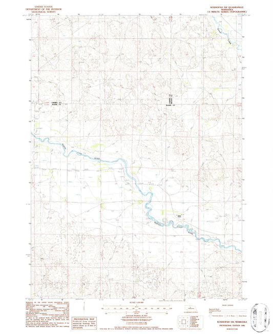 Classic USGS Koshopah SW Nebraska 7.5'x7.5' Topo Map Image