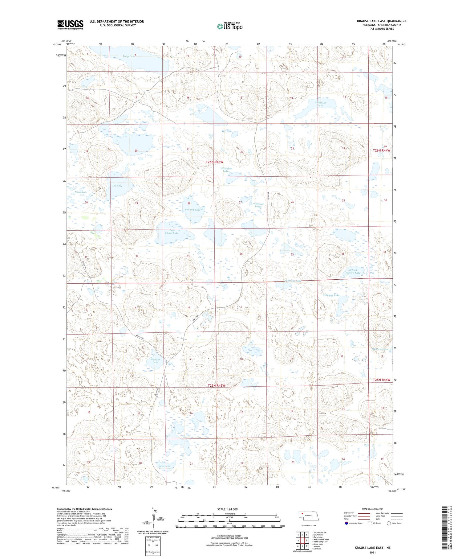 Krause Lake East Nebraska US Topo Map Image