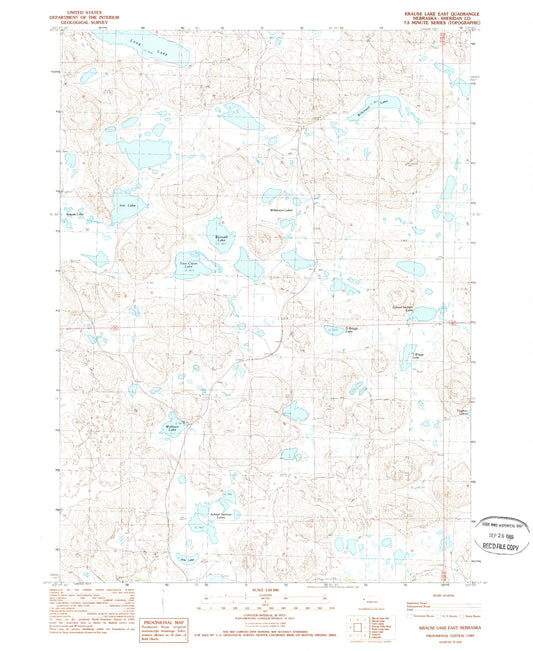 Classic USGS Krause Lake East Nebraska 7.5'x7.5' Topo Map Image