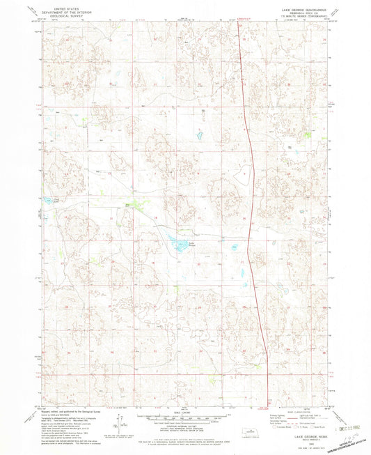 Classic USGS Lake George Nebraska 7.5'x7.5' Topo Map Image