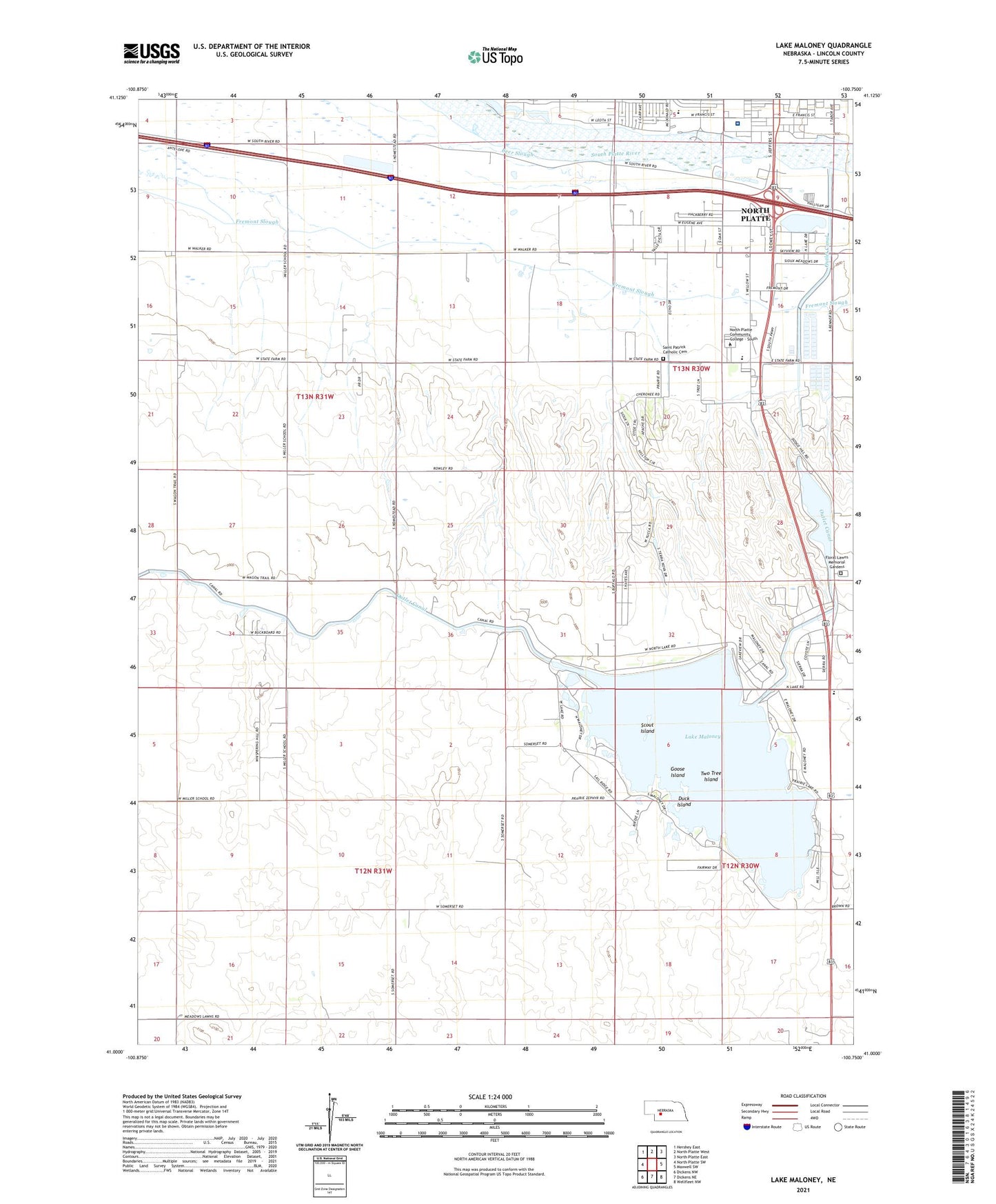 Lake Maloney Nebraska US Topo Map Image