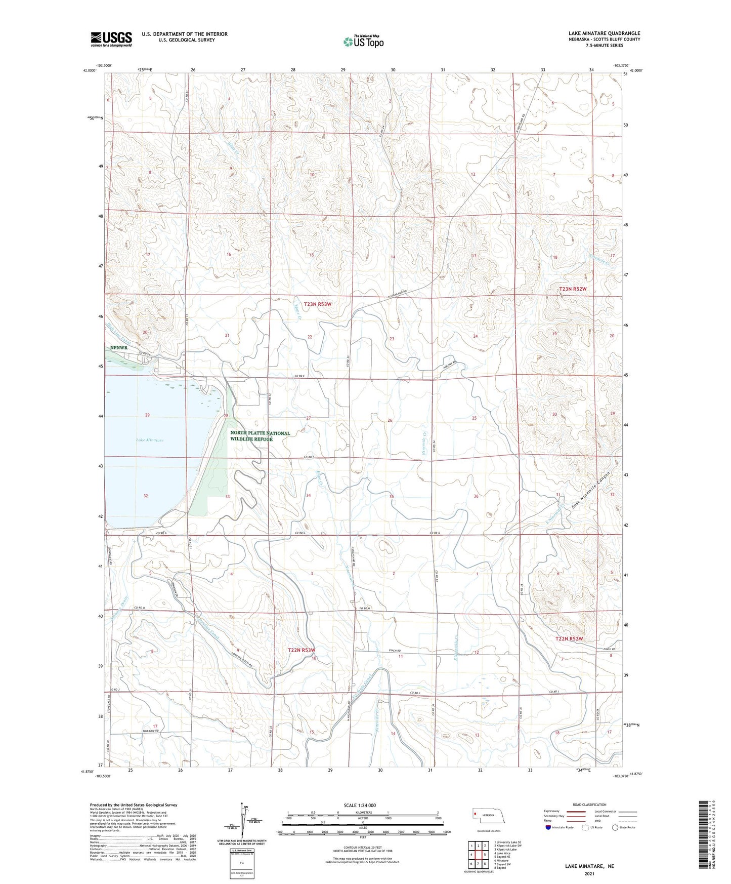 Lake Minatare Nebraska US Topo Map Image