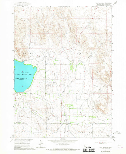 Classic USGS Lake Minatare Nebraska 7.5'x7.5' Topo Map Image