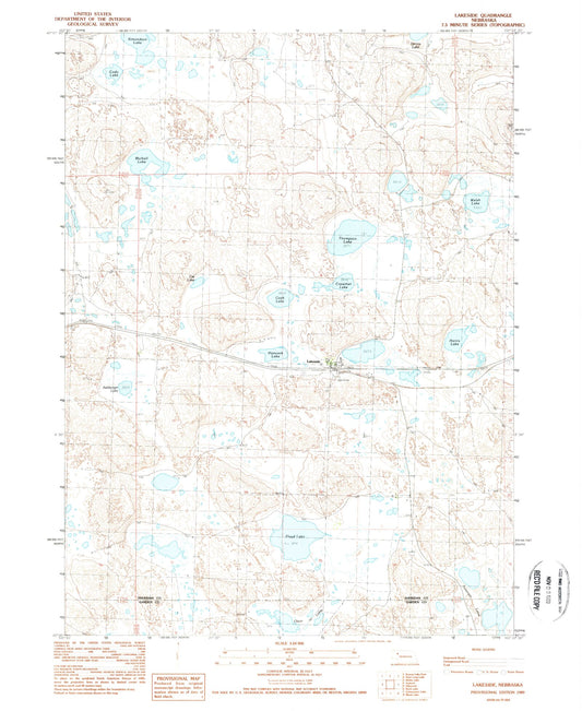 Classic USGS Lakeside Nebraska 7.5'x7.5' Topo Map Image