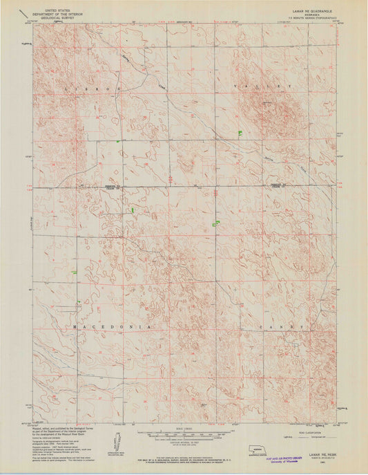 Classic USGS Lamar NE Nebraska 7.5'x7.5' Topo Map Image