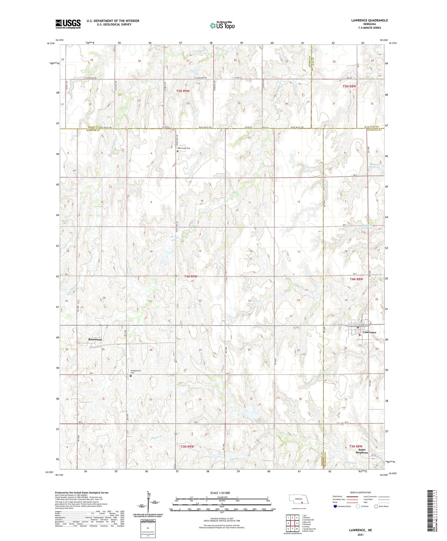 Lawrence Nebraska US Topo Map Image