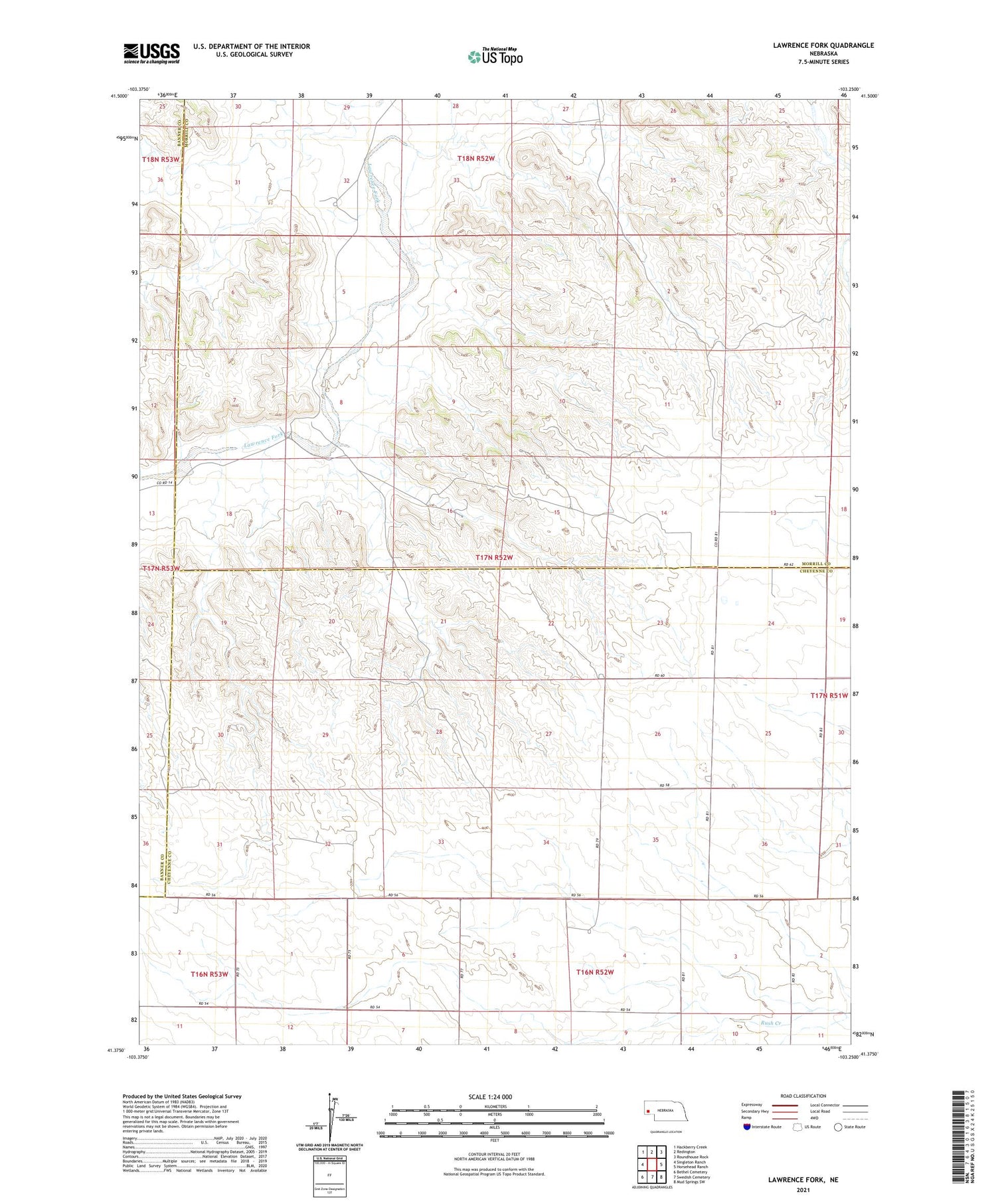 Lawrence Fork Nebraska US Topo Map Image