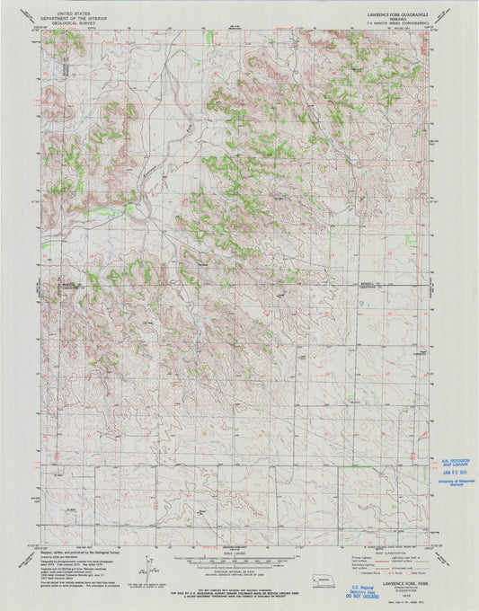Classic USGS Lawrence Fork Nebraska 7.5'x7.5' Topo Map Image