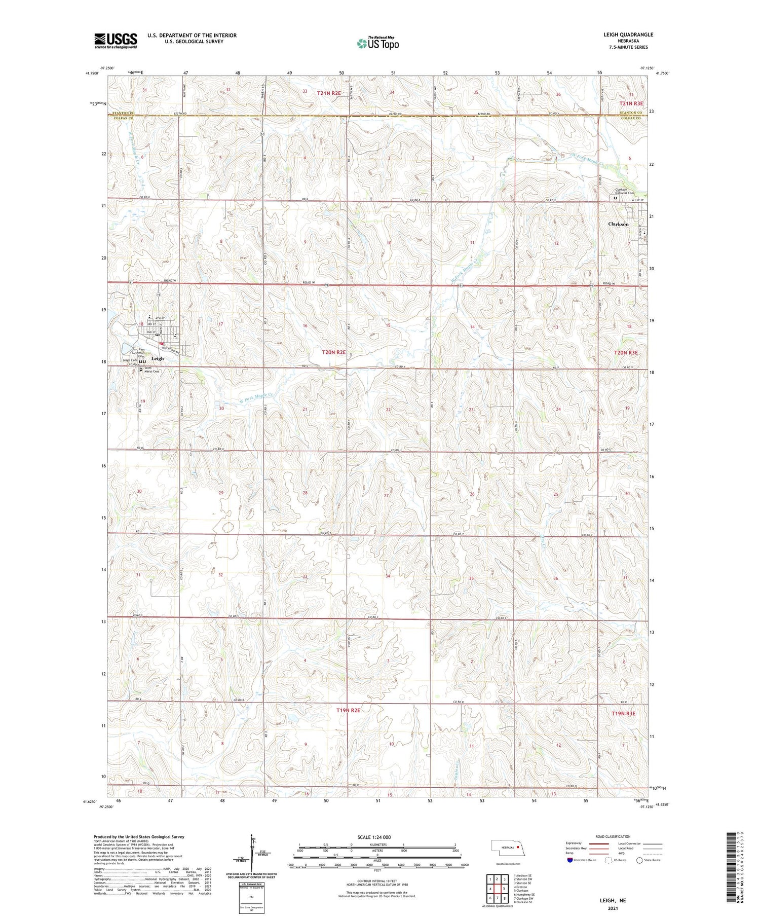 Leigh Nebraska US Topo Map Image