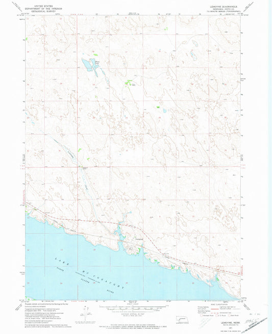 Classic USGS Lemoyne Nebraska 7.5'x7.5' Topo Map Image