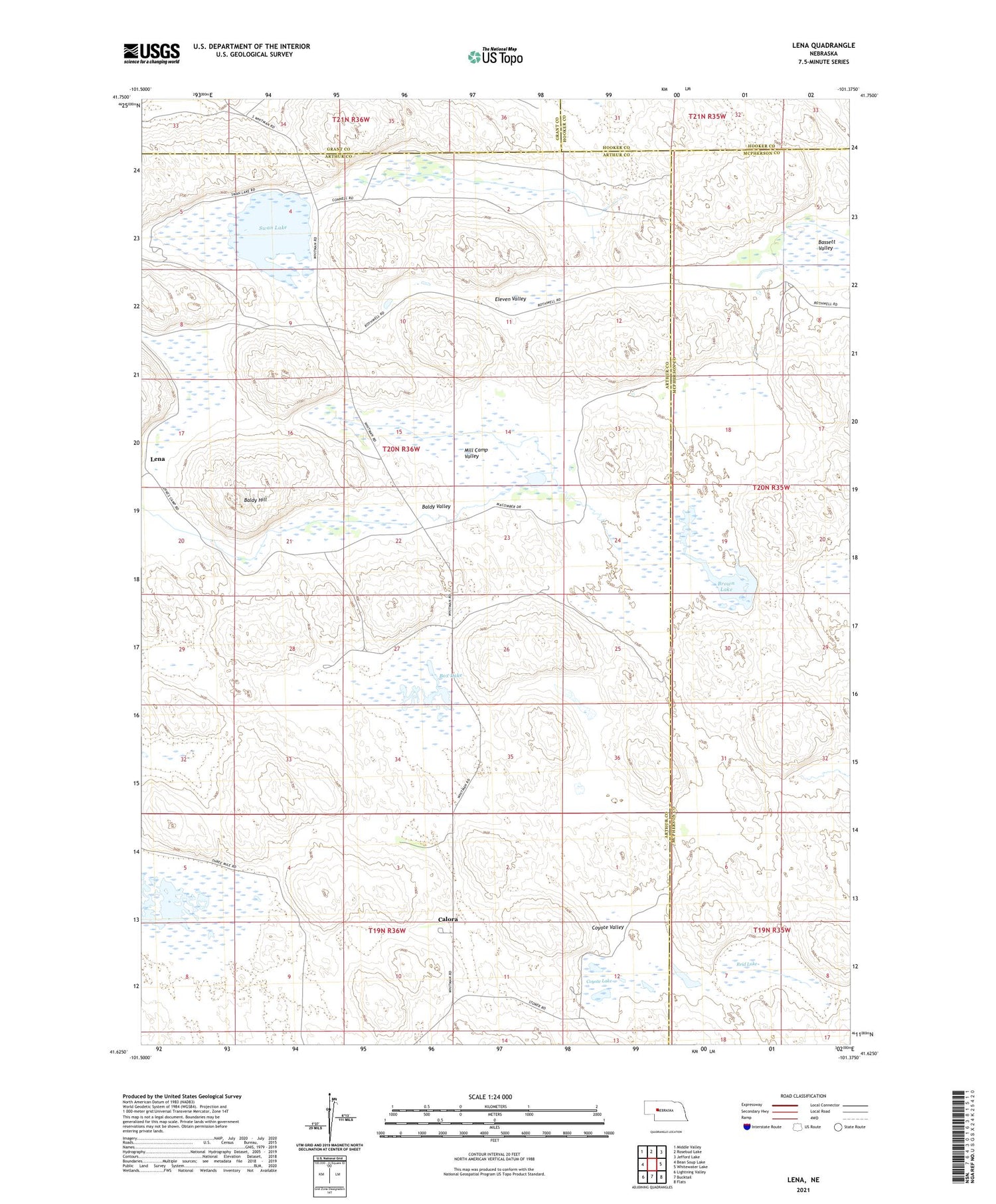 Lena Nebraska US Topo Map Image