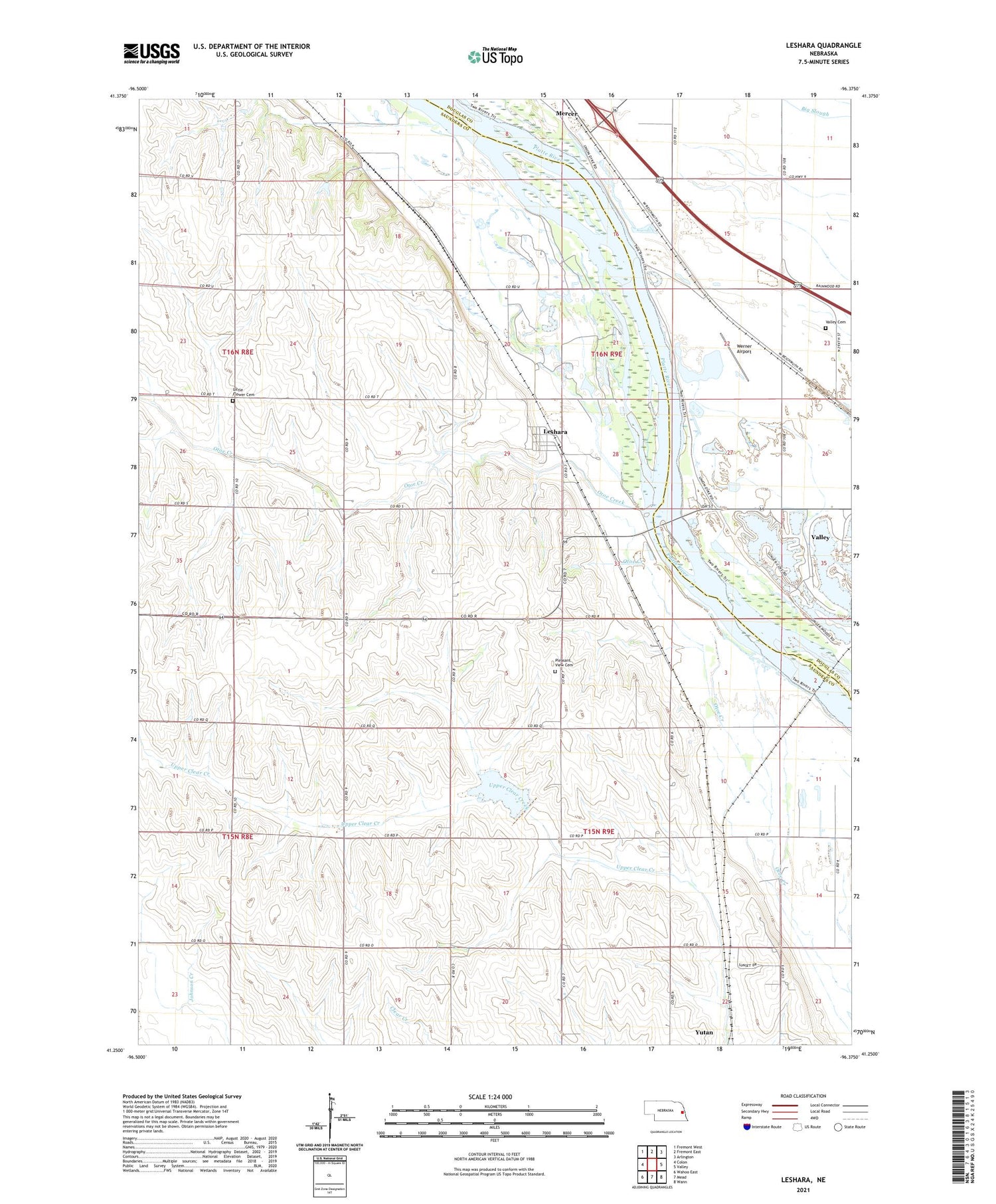 Leshara Nebraska US Topo Map Image