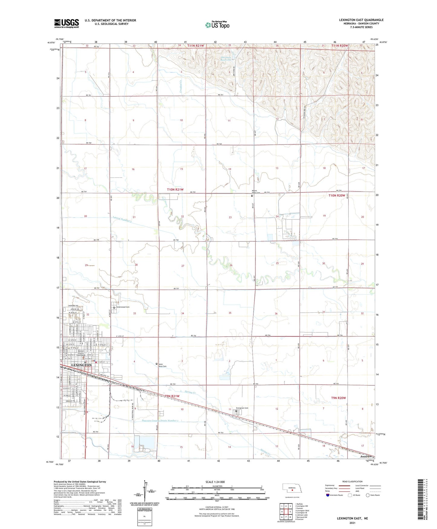 Lexington East Nebraska US Topo Map Image