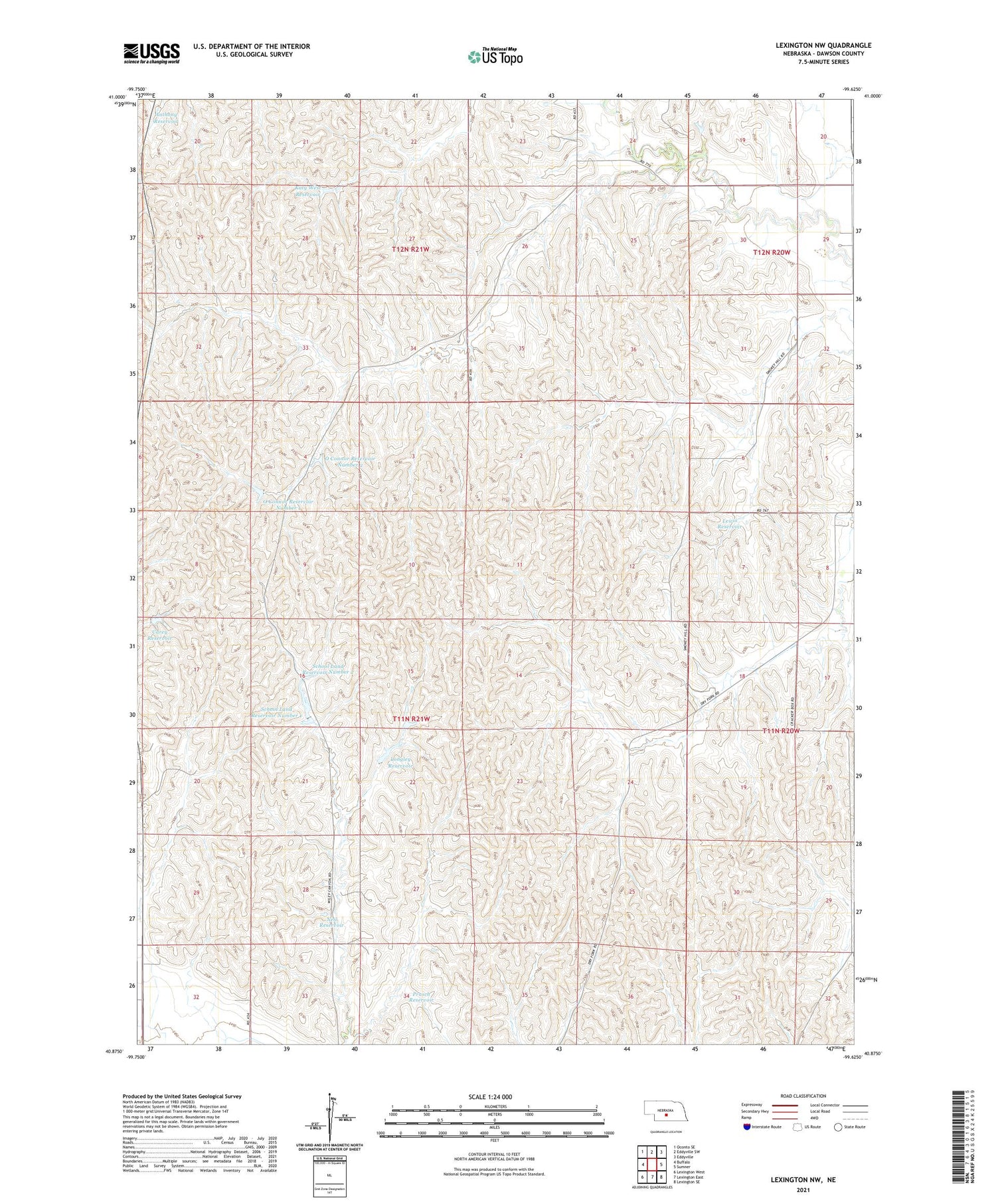 Lexington NW Nebraska US Topo Map Image