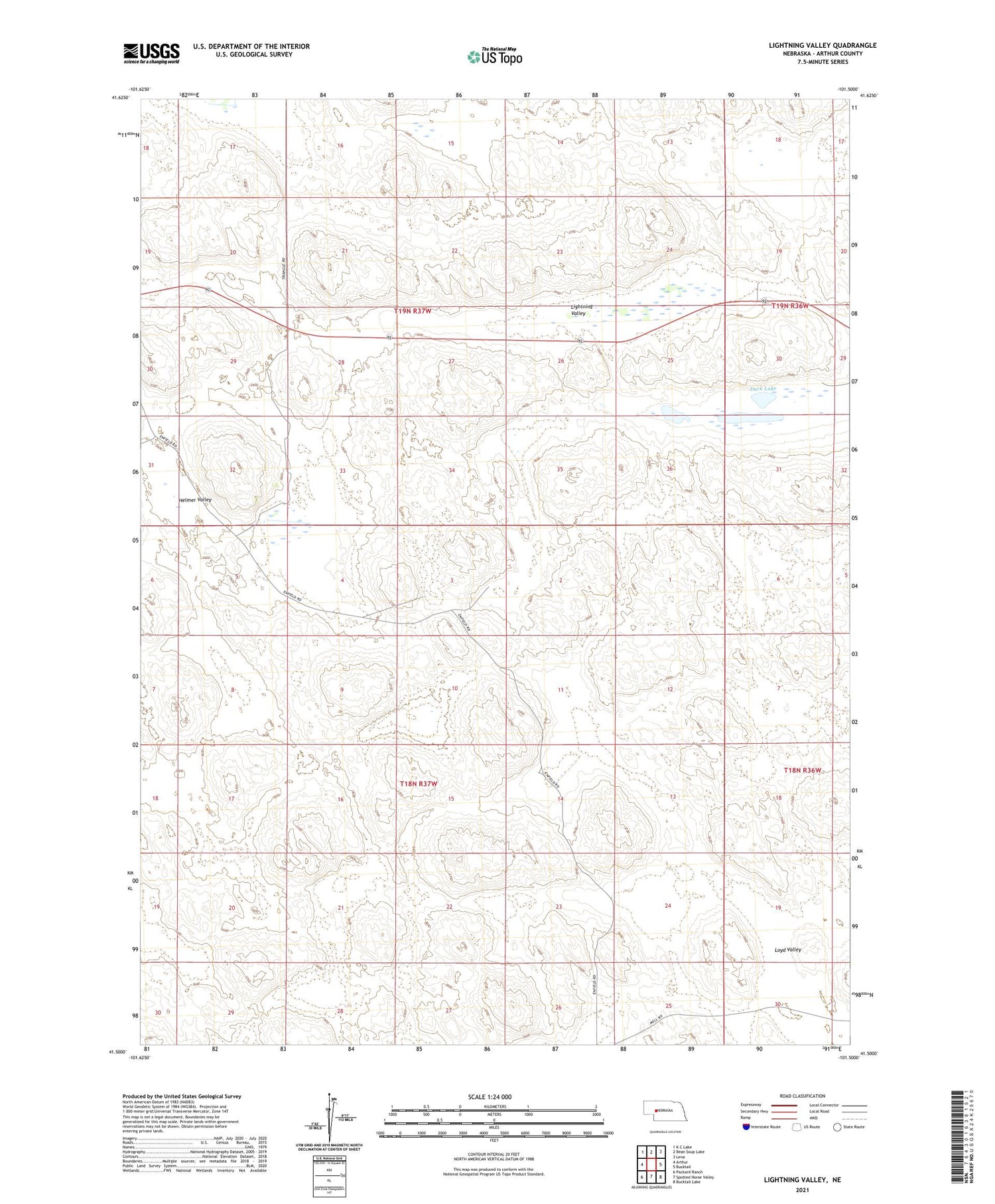 Lightning Valley Nebraska US Topo Map Image