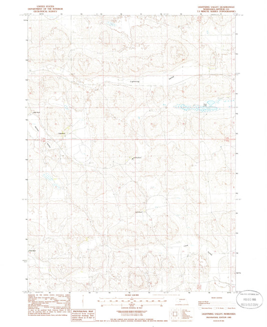 Classic USGS Lightning Valley Nebraska 7.5'x7.5' Topo Map Image