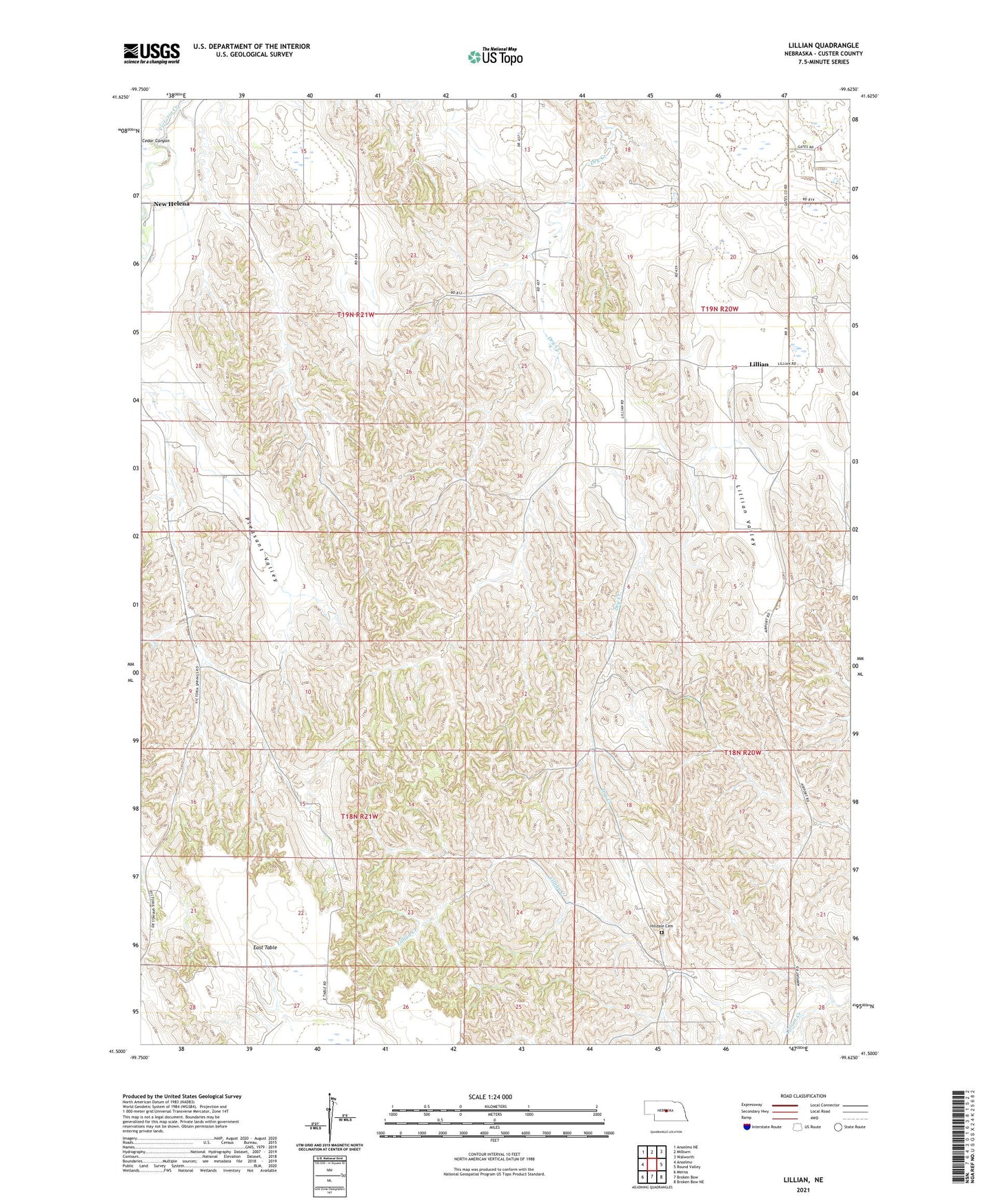 Lillian Nebraska US Topo Map Image