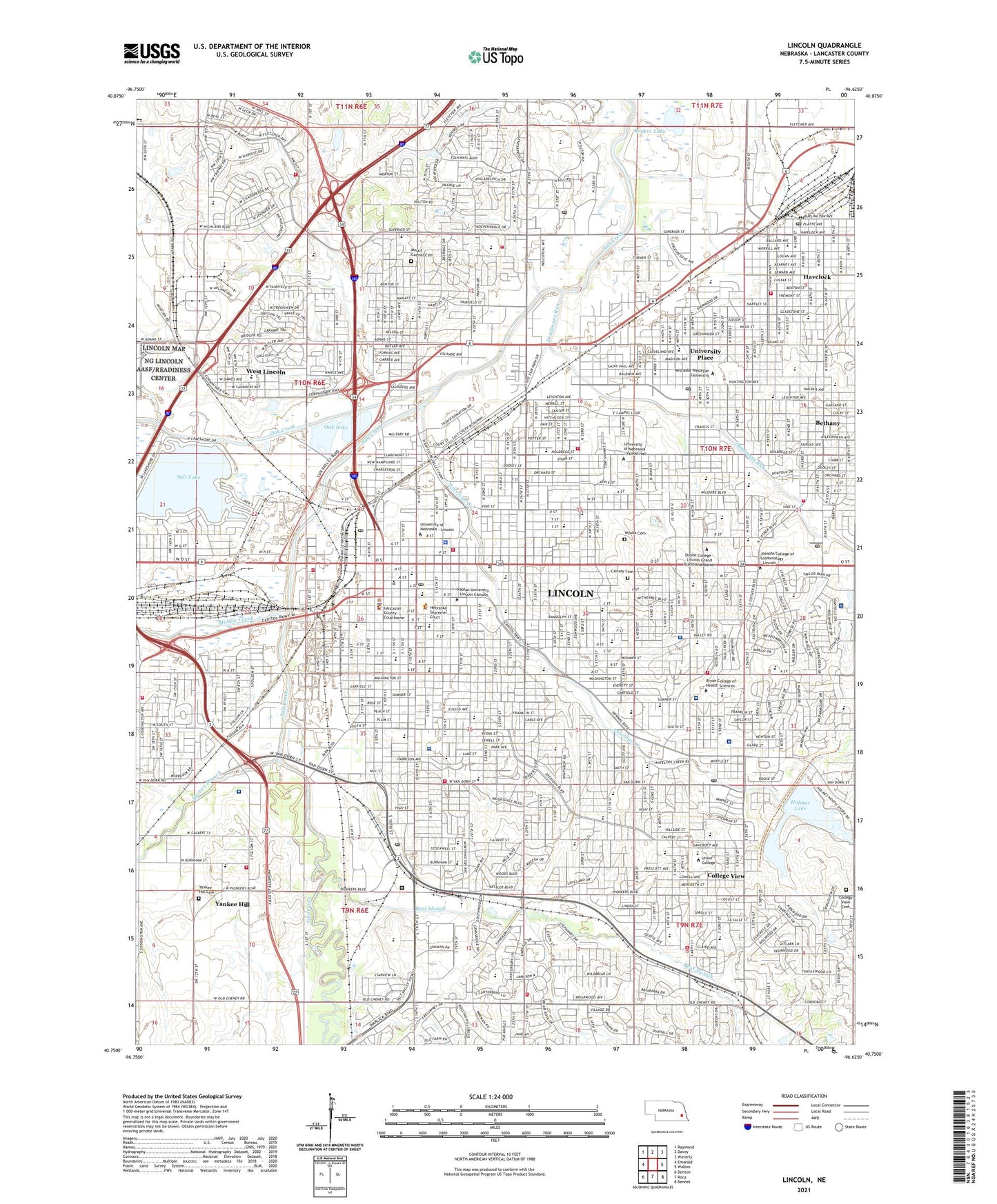 Lincoln Nebraska US Topo Map Image
