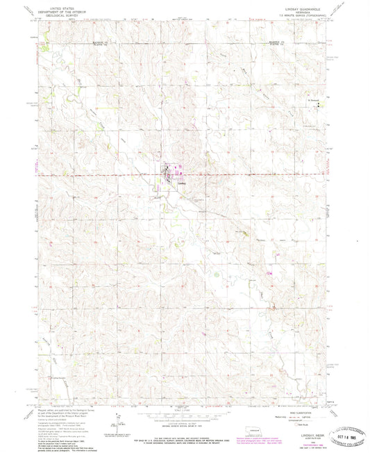 Classic USGS Lindsay Nebraska 7.5'x7.5' Topo Map Image