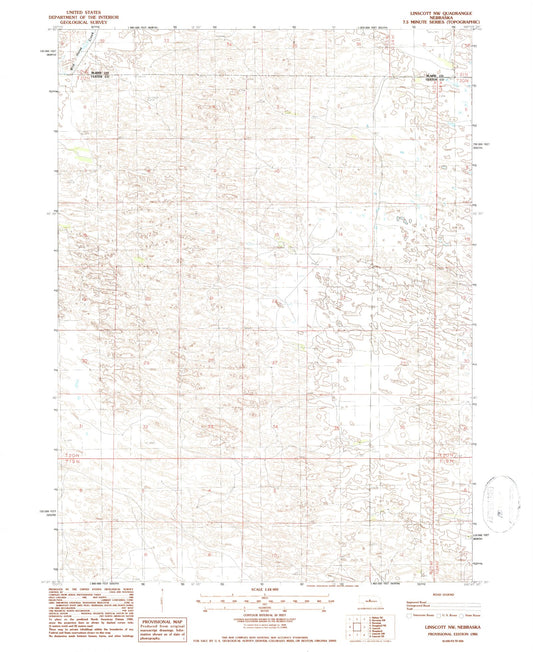 Classic USGS Linscott NW Nebraska 7.5'x7.5' Topo Map Image