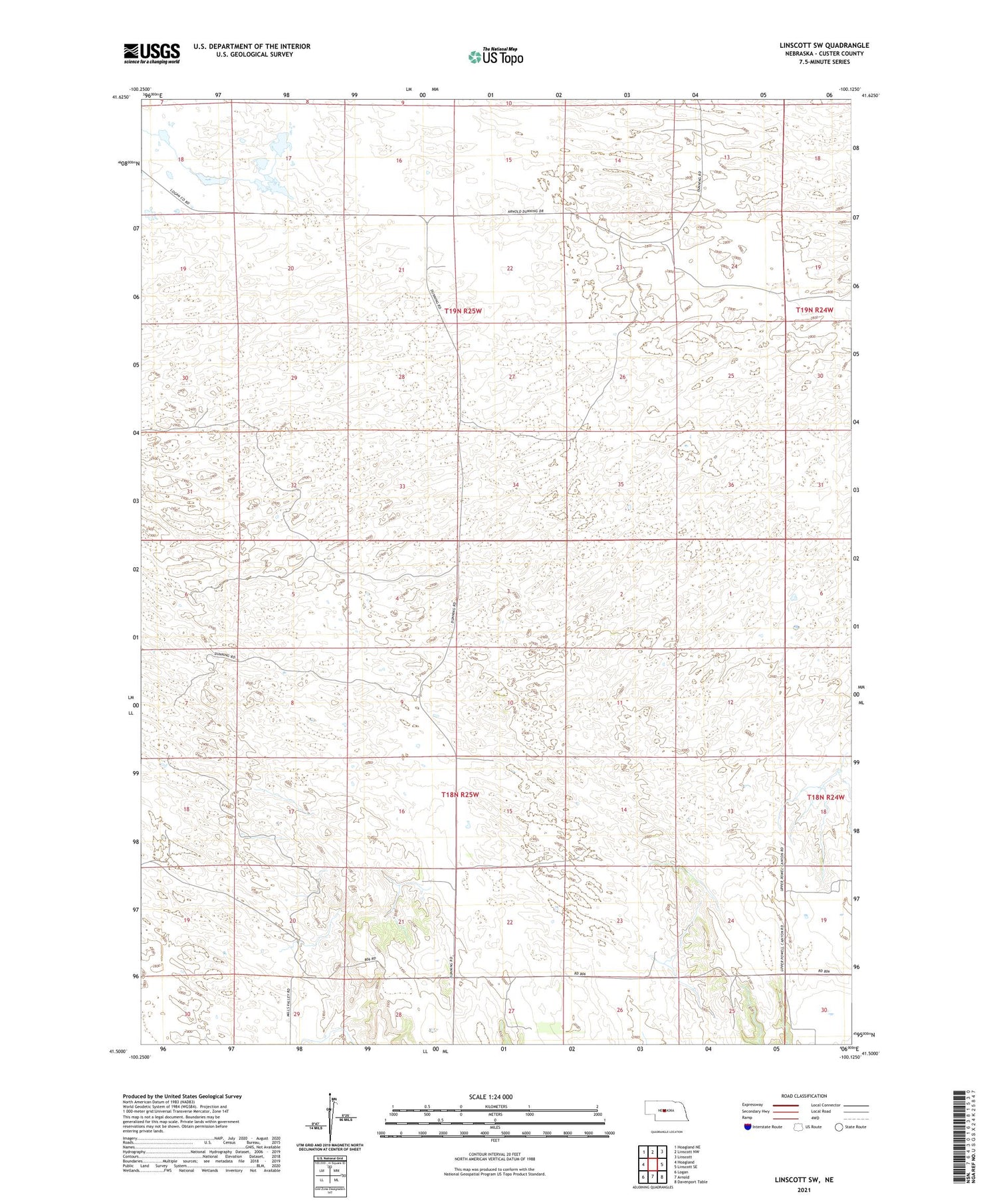 Linscott SW Nebraska US Topo Map Image