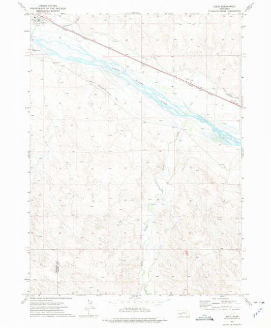 Classic USGS Lisco Nebraska 7.5'x7.5' Topo Map Image