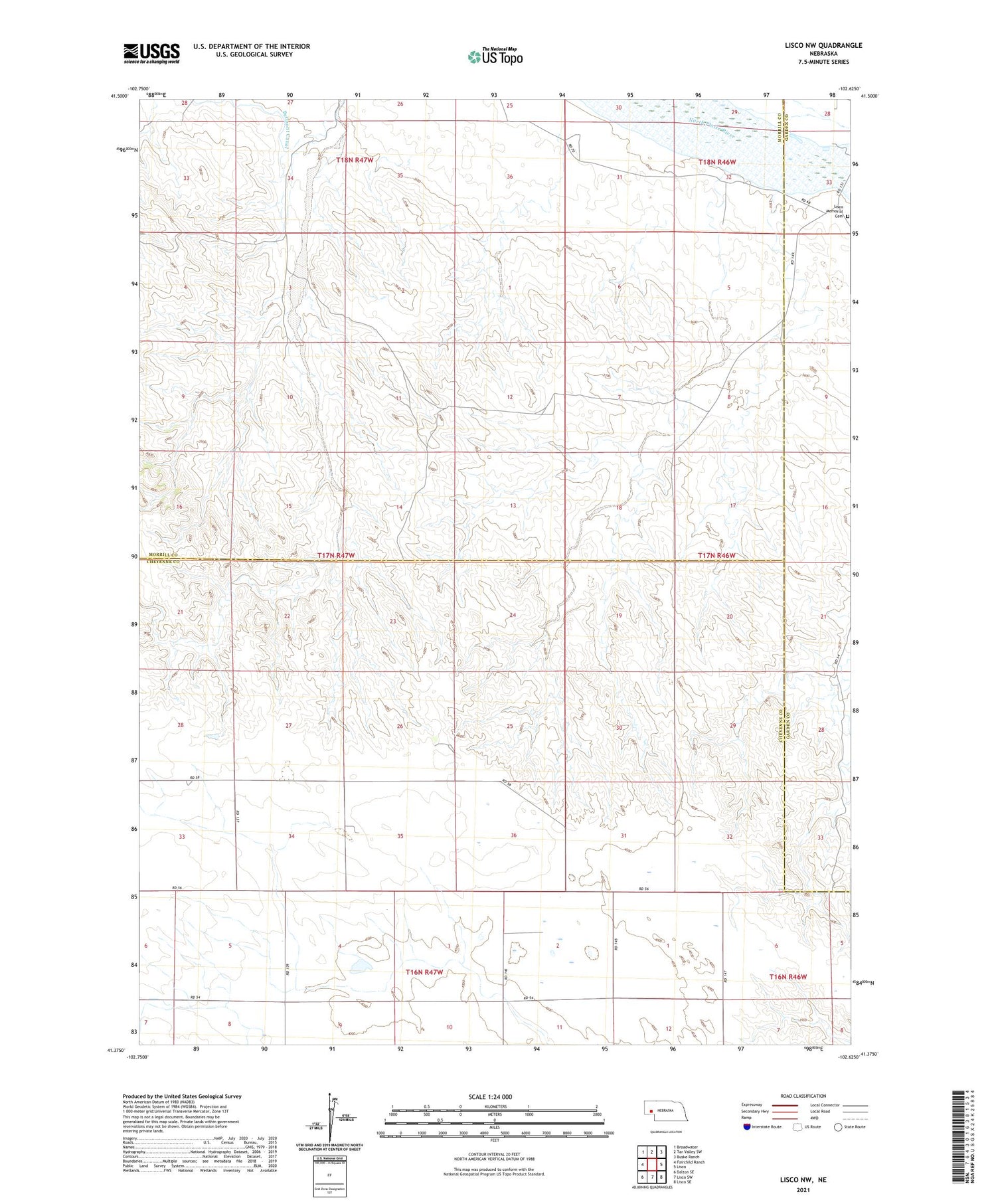 Lisco NW Nebraska US Topo Map Image