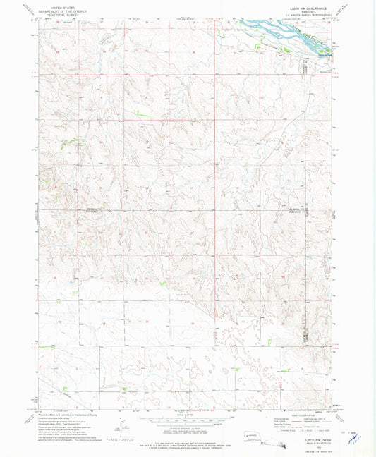 Classic USGS Lisco NW Nebraska 7.5'x7.5' Topo Map Image