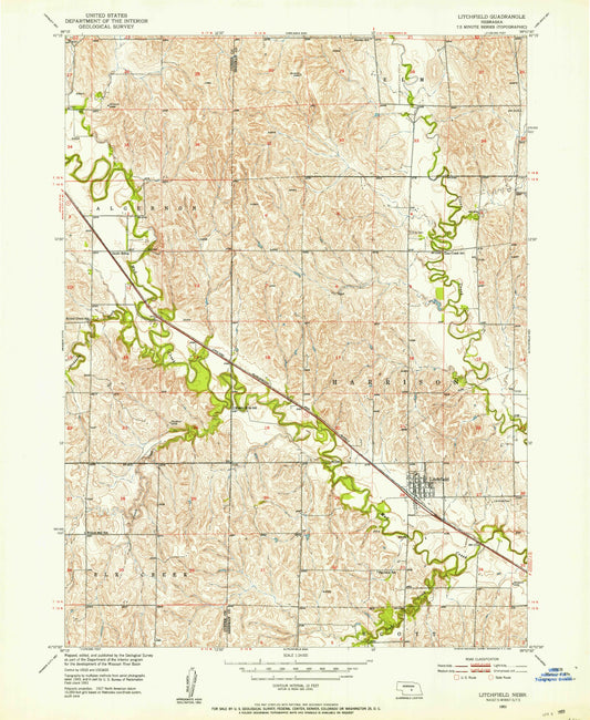 Classic USGS Litchfield Nebraska 7.5'x7.5' Topo Map Image