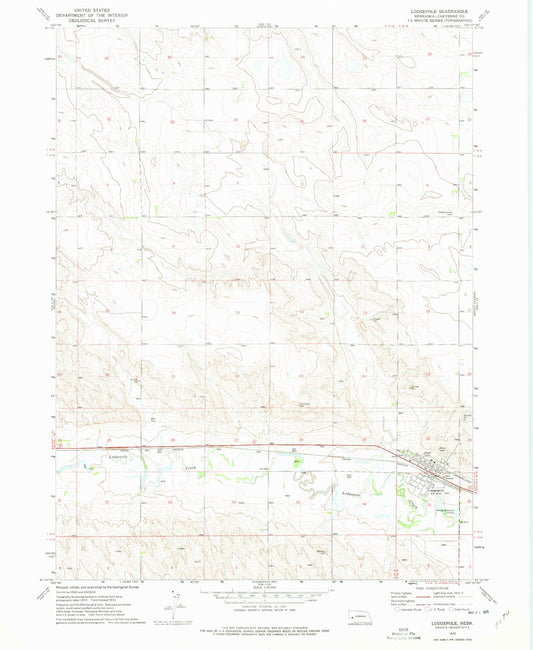Classic USGS Lodgepole Nebraska 7.5'x7.5' Topo Map Image