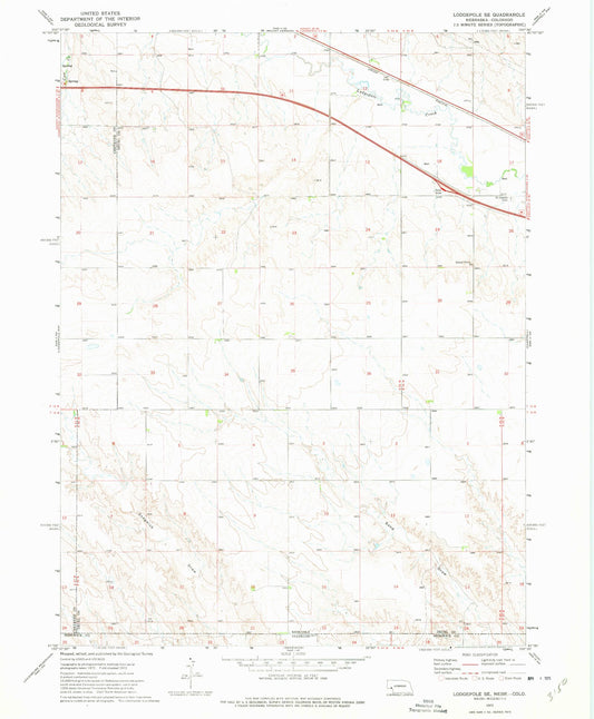 Classic USGS Lodgepole SE Nebraska 7.5'x7.5' Topo Map Image
