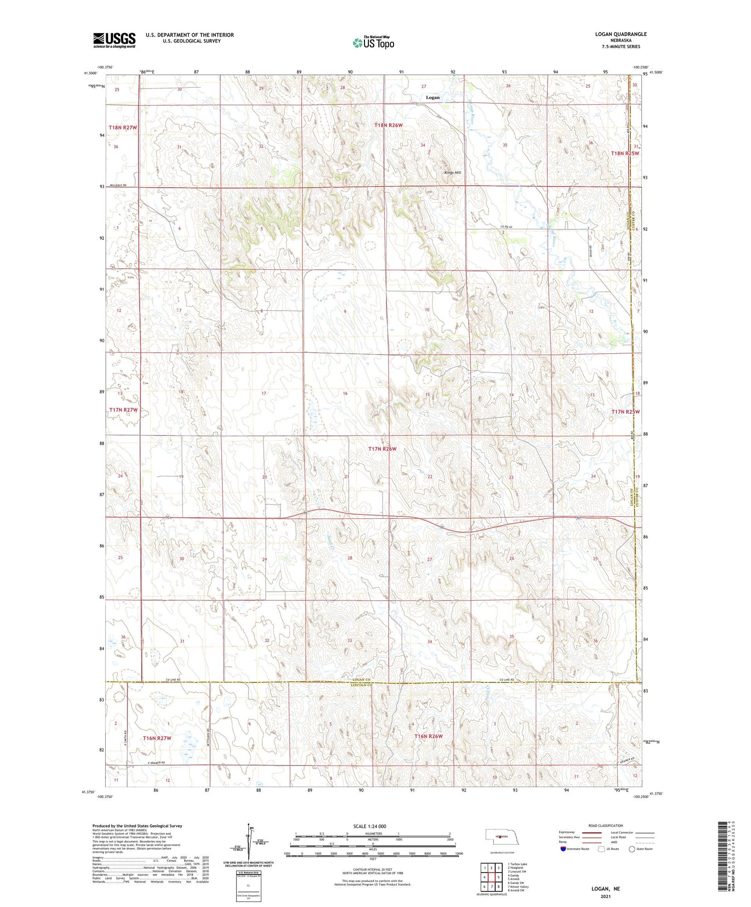 Logan Nebraska US Topo Map Image